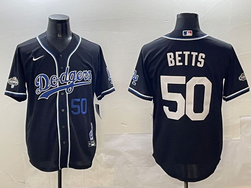 Men Los Angeles Dodgers #50 Betts Black Fashion Game 2025 Nike MLB Jersey style 3065